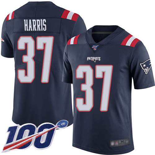 New England Patriots Football #37 100th Season Rush Limited Navy Blue Men Damien Harris NFL Jersey